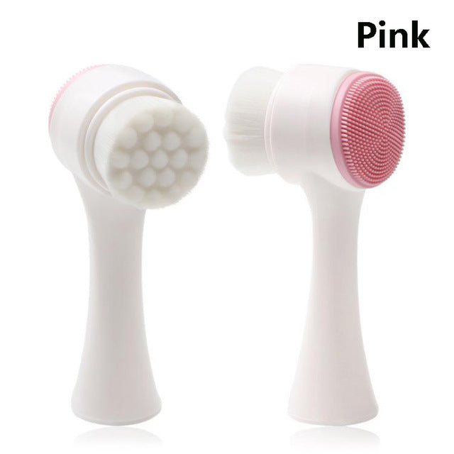 Double-sided Silicone Skin Care Tool Facial Cleanser Brush Face Cleaning Vibration Facial Massage Washing Product - Heritage cosmetics and beauty care