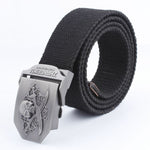 Casual And Versatile Double Knife Skull Canvas Belt - Heritage cosmetics and beauty care