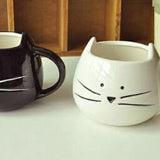 The ceramic mark cup creative cute simple couple to a cup of milk coffee cup black and white cat