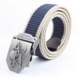 Casual And Versatile Double Knife Skull Canvas Belt - Heritage cosmetics and beauty care