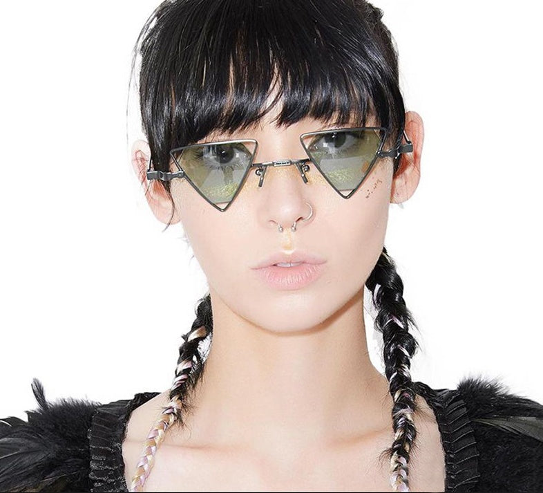 new sunglasses punk wind triangle hollow sunglasses glasses Europe and the United States personality metal sunglasses - Heritage cosmetics and beauty care