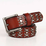 Rivet Waistband Women's Head Leather Knight Belt - Heritage cosmetics and beauty care