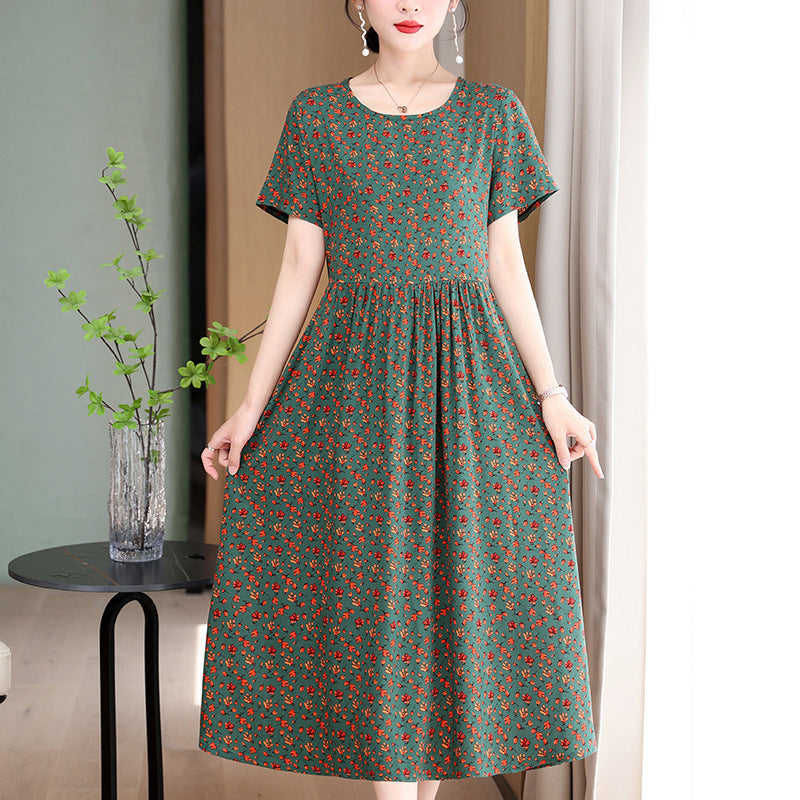 Casual Extra Large Size Cotton Silk Mother Loose Dress Women - Heritage cosmetics and beauty care