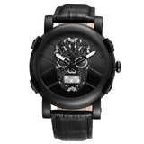 SKONE Pirate Skeleton Skull Quartz Men Watches Luxury Waterproof Leather Men Sports Watch - Heritage cosmetics and beauty care