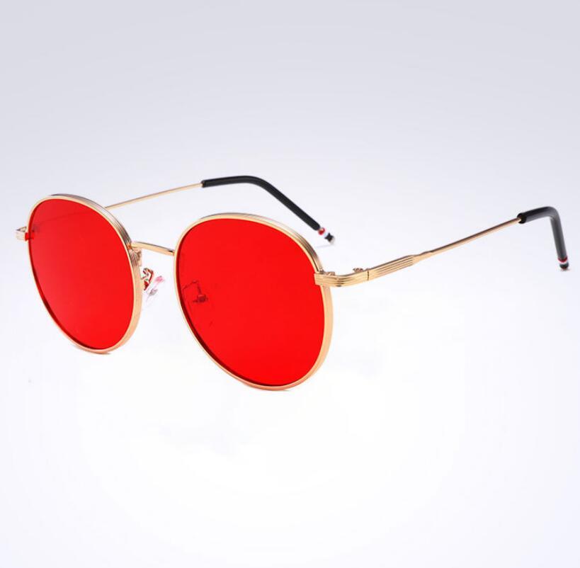 New spring mirror leg sunglasses Metal round frame retro sunglasses Colorful reflective European and American trend sunglasses - Heritage cosmetics and beauty care