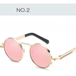 New spring mirror leg sunglasses Metal round frame retro sunglasses Colorful reflective European and American trend sunglasses - Heritage cosmetics and beauty care