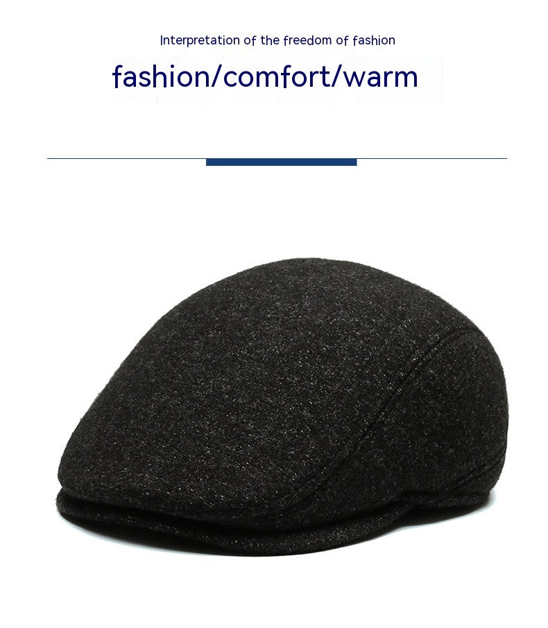 Outdoor Cycling Warm Short Brim Beret Middle-aged And Elderly Men Ear Protection Advance Hats - Heritage cosmetics and beauty care