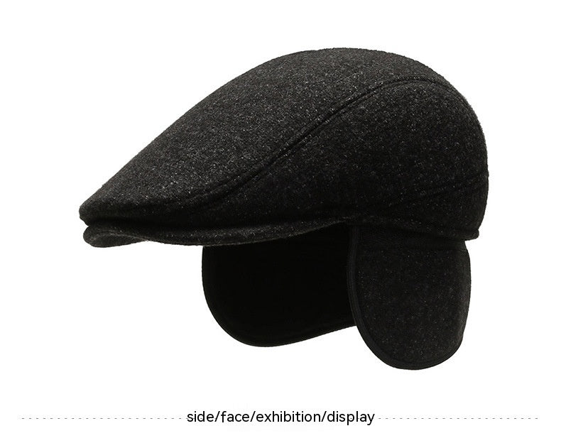 Outdoor Cycling Warm Short Brim Beret Middle-aged And Elderly Men Ear Protection Advance Hats - Heritage cosmetics and beauty care