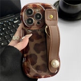 Brown Leopard Print Leather Wristband Machine Phone Case Heritage cosmetics and beauty care