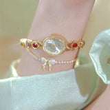 Mid-ancient Fashion Oval Colored Gems Rainbow Light Luxury Watch - Heritage cosmetics and beauty care