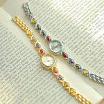 Mid-ancient Fashion Oval Colored Gems Rainbow Light Luxury Watch - Heritage cosmetics and beauty care