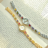 Mid-ancient Fashion Oval Colored Gems Rainbow Light Luxury Watch - Heritage cosmetics and beauty care