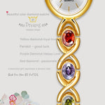 Mid-ancient Fashion Oval Colored Gems Rainbow Light Luxury Watch - Heritage cosmetics and beauty care