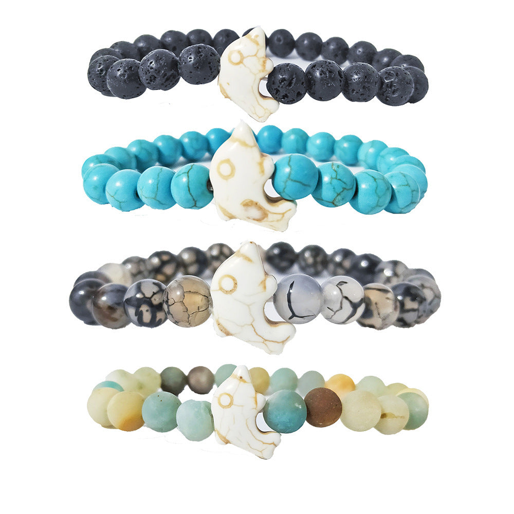 Dolphin Volcanic Rock Elastic Bracelets - Heritage cosmetics and beauty care