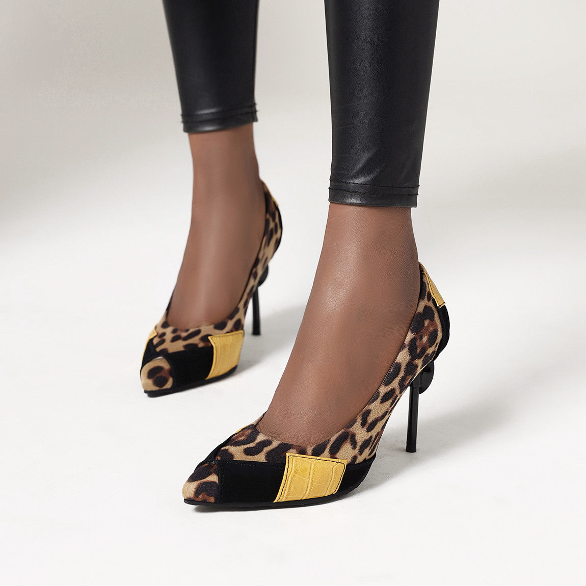 Sexy leopard print spliced stiletto heels - Heritage cosmetics and beauty care