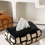 Woven Leather Tissue Box Living Room High-end Entry LUX Paper Extraction Box Household Paper Towels Storage Box High-grade - Heritage cosmetics and beauty care