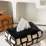 Woven Leather Tissue Box Living Room High-end Entry LUX Paper Extraction Box Household Paper Towels Storage Box High-grade - Heritage cosmetics and beauty care