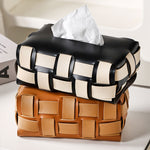 Woven Leather Tissue Box Living Room High-end Entry LUX Paper Extraction Box Household Paper Towels Storage Box High-grade - Heritage cosmetics and beauty care