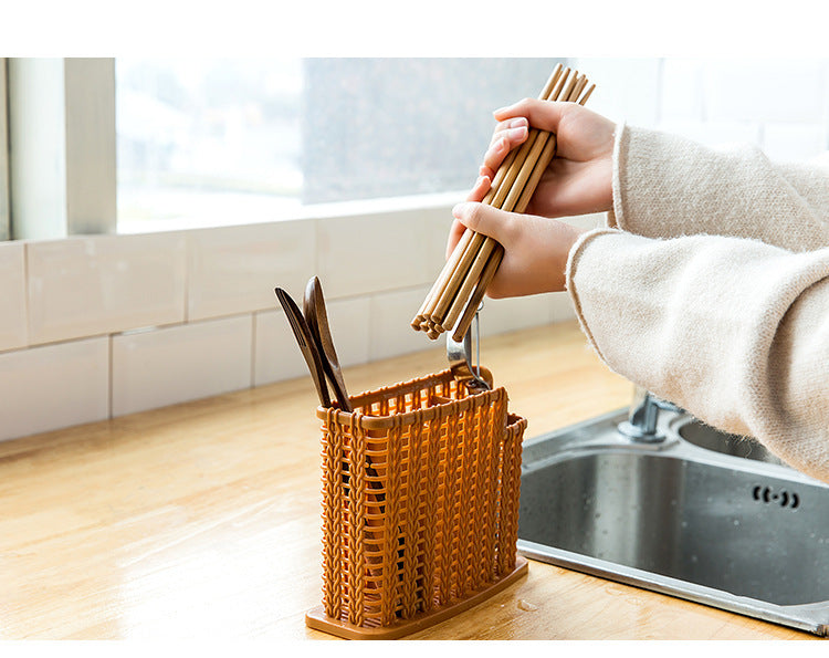 Woven Hollowed Chopsticks Storage Box Kitchen Tableware - Heritage cosmetics and beauty care