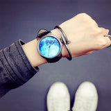 Fashion Minimalist Women Quartz Wristwatches Starry Sky Moon Pattern Design Unique Ladies Casual Watch Female Exquisite Watches - Heritage cosmetics and beauty care