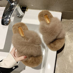 Cross fur slippers - Heritage cosmetics and beauty care