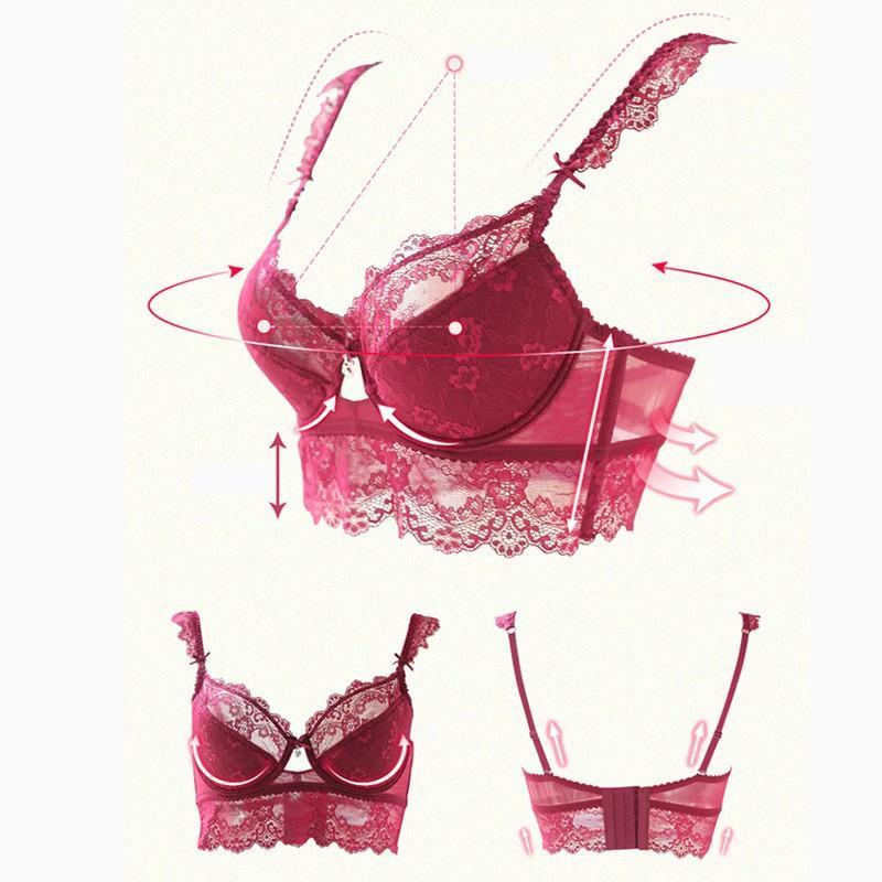 Sexy Mousse Women Sexy Bra Set Ultra-thin Red Black Lace Bras Underwear Push up Bra and underwear - Heritage cosmetics and beauty care