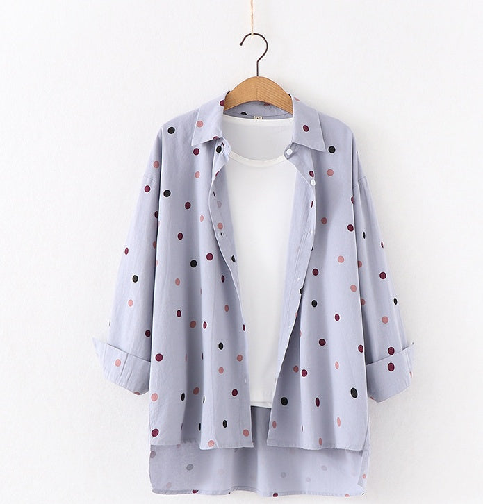 Women Polka Dot Print Blouse Shirts - Heritage cosmetics and beauty care