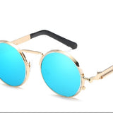 New spring mirror leg sunglasses Metal round frame retro sunglasses Colorful reflective European and American trend sunglasses - Heritage cosmetics and beauty care