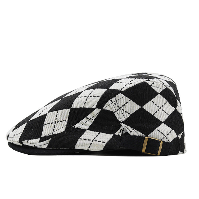 Retro Plaid Short Brim Advance Hats British Casual Painter Hat - Heritage cosmetics and beauty care