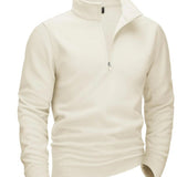 Zipped Stand Collar Fleece Men's Warm Sweater