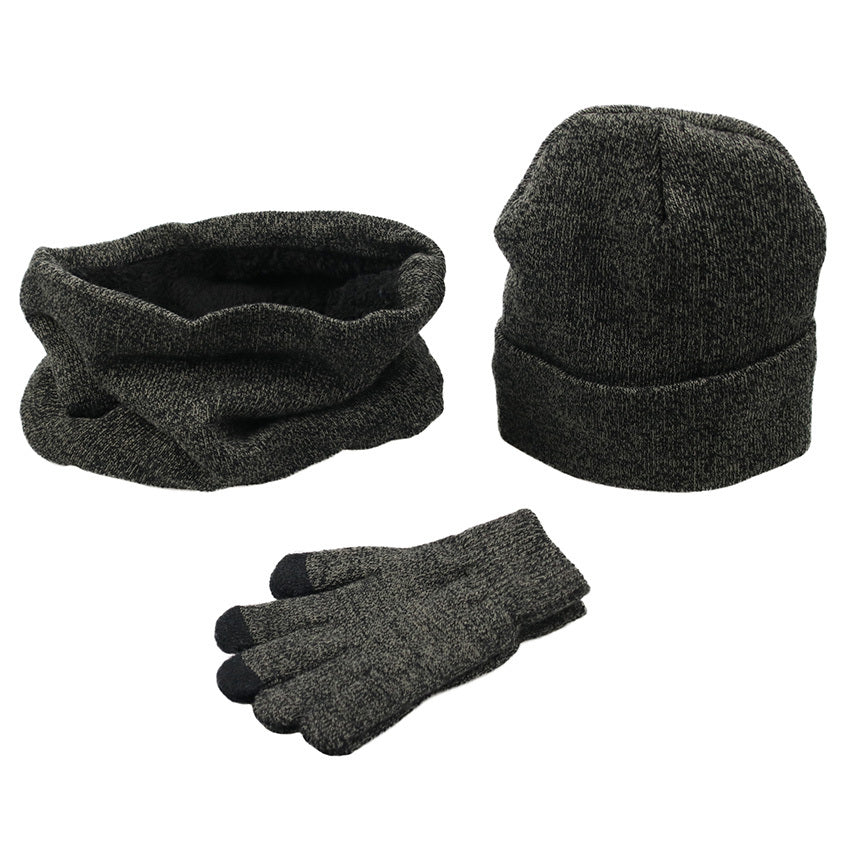 Winter men's hats, scarves, gloves, suits, fashion knitting and velvet hats, scarves, kits, men's 3 pieces/sets - Heritage cosmetics and beauty care