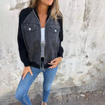 Fashion Denim Patchwork Jacket Casual Hooded Zipper Jacket Women's Clothing - Heritage cosmetics and beauty care