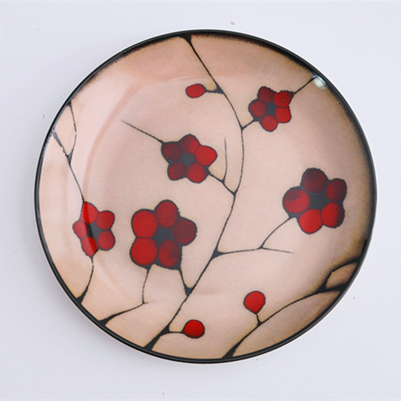 Floral round ceramic dinner plate - Heritage cosmetics and beauty care