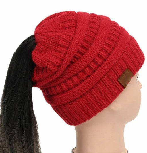 High Bun Ponytail Beanie Hat Chunky Soft Stretch Cable Knit Warm Fuzzy Lined Skull Beanie Acrylic Hats Men And Women - Heritage cosmetics and beauty care