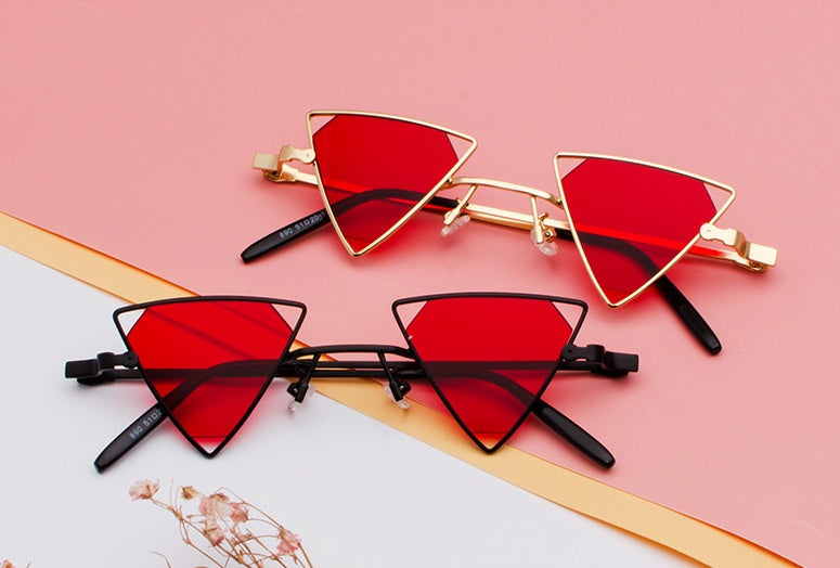 new sunglasses punk wind triangle hollow sunglasses glasses Europe and the United States personality metal sunglasses - Heritage cosmetics and beauty care