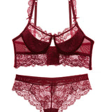 Sexy Mousse Women Sexy Bra Set Ultra-thin Red Black Lace Bras Underwear Push up Bra and underwear - Heritage cosmetics and beauty care