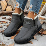 Winter Snow Boots WIth Side Zipper Casual Warm Plush Flat Shoes Women's Fleece Ankle Boot