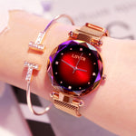 Rose Gold Women Watches Fashion Diamond Ladies Starry Sky Magnet Watch Waterproof Female Wristwatch - Heritage cosmetics and beauty care