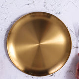 Retro Metal Round Tray Stainless Steel Snack Fruit Tray Jewelry Storage Tray European Style Dinner Plates - Heritage cosmetics and beauty care