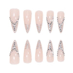 Bride French Diamond Fragments Fake Nail Sticker Long - Heritage cosmetics and beauty care