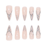 Bride French Diamond Fragments Fake Nail Sticker Long - Heritage cosmetics and beauty care