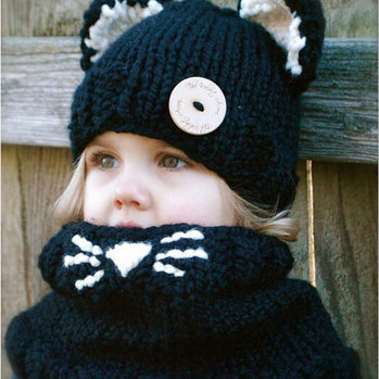 Baby Girls Hats Handmade Kids Winter Hats Wrap Bear Scarf Caps - Heritage cosmetics and beauty care