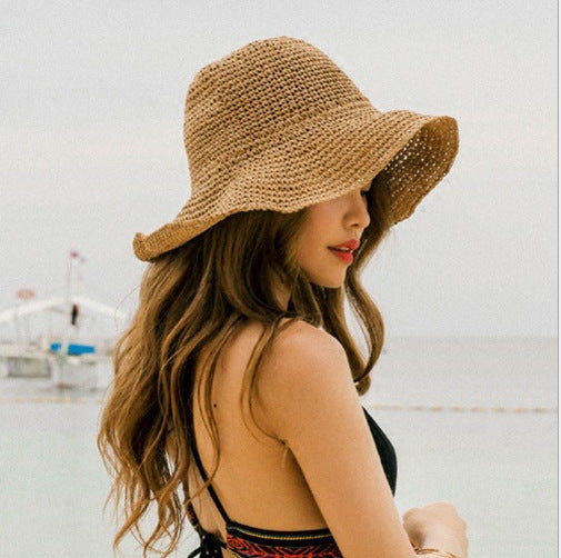 Summer Outing Sunscreen Hat for Women with Foldable Straw Hats Holiday Cool Hat Beach Hat - Heritage cosmetics and beauty care