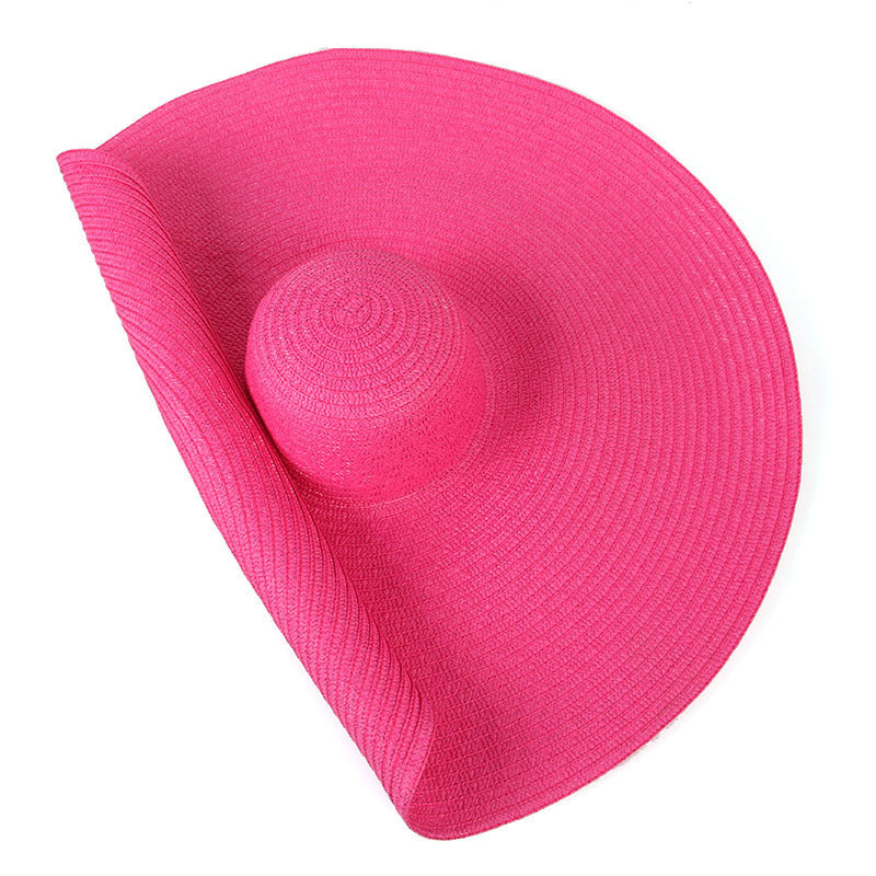 25CM Wide Brim Oversized Beach Hats For Women Large Straw Hat UV Protection - Heritage cosmetics and beauty care