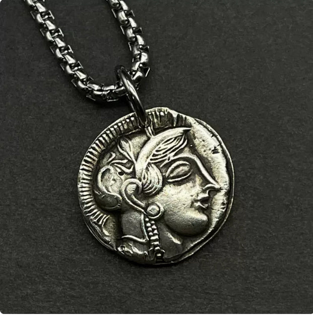 Greek Coin Relief Alien Antique Copper Old Silver Commemorative Medal - Heritage cosmetics and beauty care