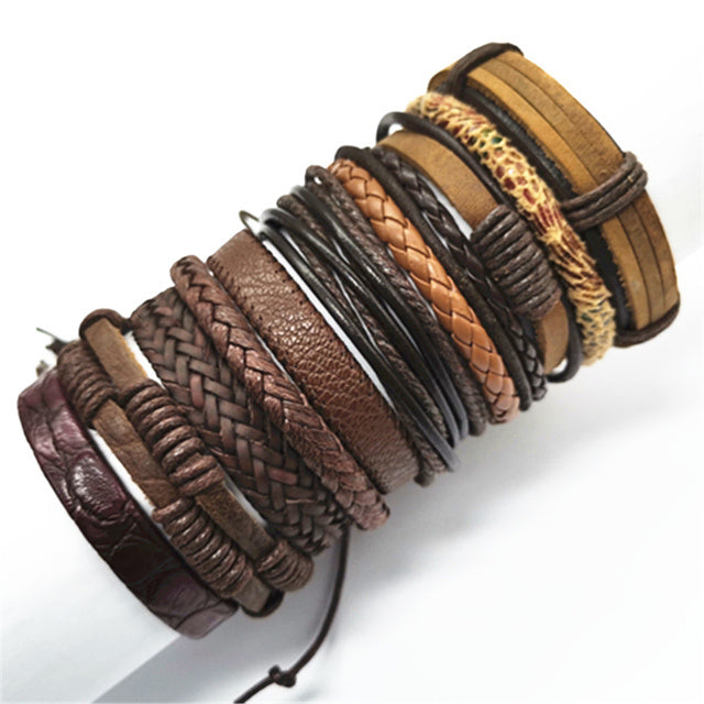 Fashion Bracelets 10pcs Set Wrap Woven Fashion Handmade Men - Heritage cosmetics and beauty care