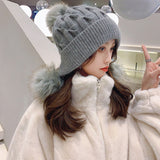 Women's Trendy Hats Sweet And Cute Three Balls Wool - Heritage cosmetics and beauty care