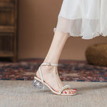 Transparent Ankle-strap Pearl High Heels - Heritage cosmetics and beauty care