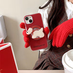 Retro New Year Red Bow Tie Puppy Drop-resistant Phone Case Heritage cosmetics and beauty care