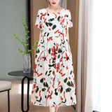 Casual Extra Large Size Cotton Silk Mother Loose Dress Women - Heritage cosmetics and beauty care